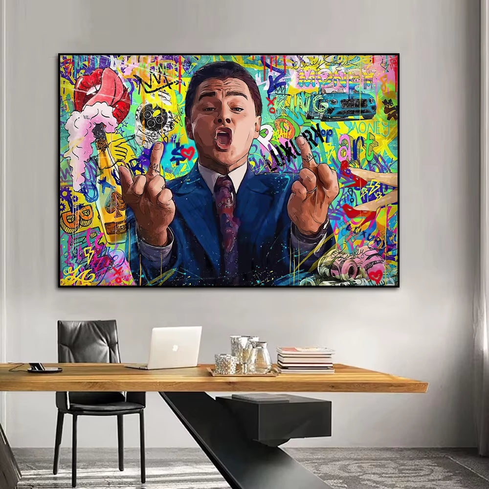 Classic Movie the Wolf of Wall Street Financial Genius Graffiti Art Posters Living Room Decor Canvas Painting Home Prints Murals