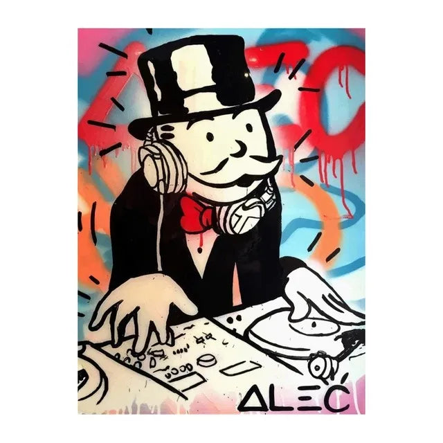 Graffiti Alec Monopoly Poster and Print Street Wall Art Canvas Paintings Rich Man Money Pop Art Picture for Home Decoration