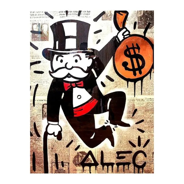 Graffiti Alec Monopoly Poster and Print Street Wall Art Canvas Paintings Rich Man Money Pop Art Picture for Home Decoration