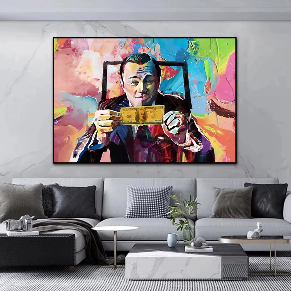 Classic Movie the Wolf of Wall Street Financial Genius Graffiti Art Posters Living Room Decor Canvas Painting Home Prints Murals