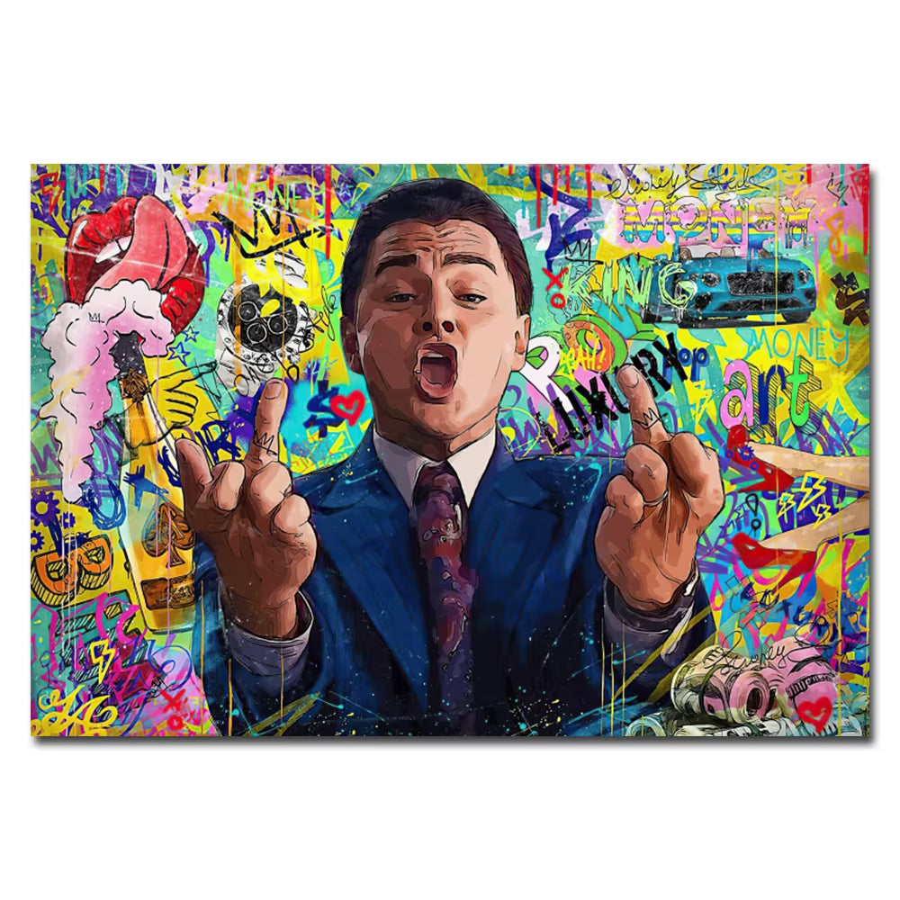 Classic Movie the Wolf of Wall Street Financial Genius Graffiti Art Posters Living Room Decor Canvas Painting Home Prints Murals
