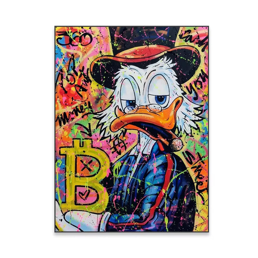 Modern Bitcoin Graffiti Wall Art Poster Motivational Donald Duck Success Prints Pop Street Art Office Canvas Painting Home Decor