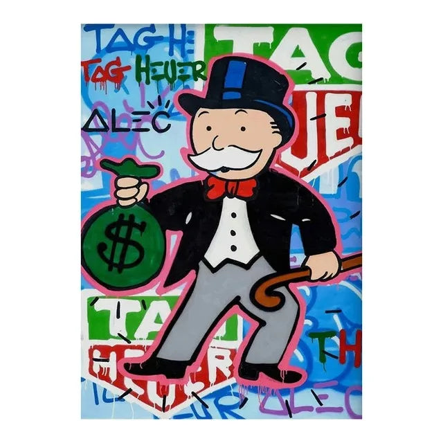 Graffiti Alec Monopoly Poster and Print Street Wall Art Canvas Paintings Rich Man Money Pop Art Picture for Home Decoration