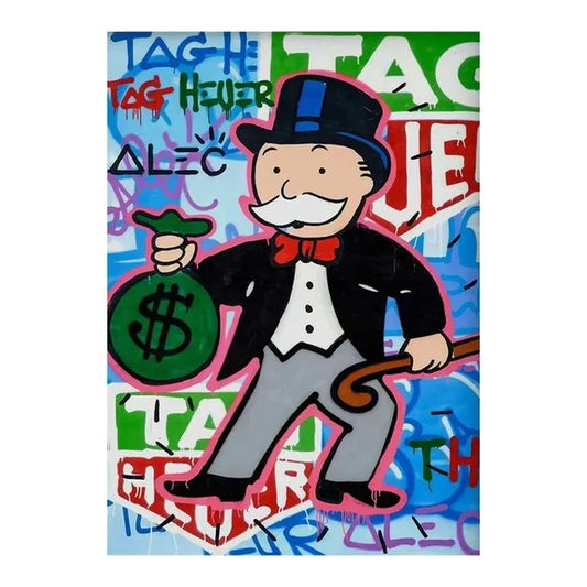 Graffiti Alec Monopoly Poster and Print Street Wall Art Canvas Paintings Rich Man Money Pop Art Picture for Home Decoration