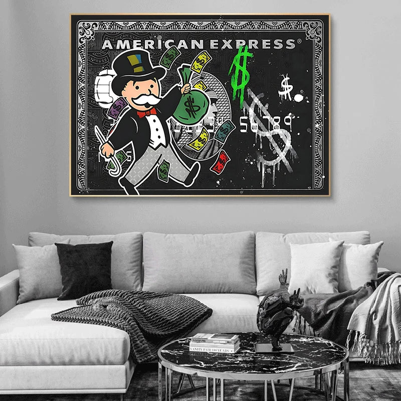 Alec Monopoly Express Canvas Posters and Prints Vintage Graffiti Painting Wall Art Picture Cuadros Home Decoration No Frame