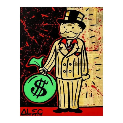 Graffiti Alec Monopoly Poster and Print Street Wall Art Canvas Paintings Rich Man Money Pop Art Picture for Home Decoration