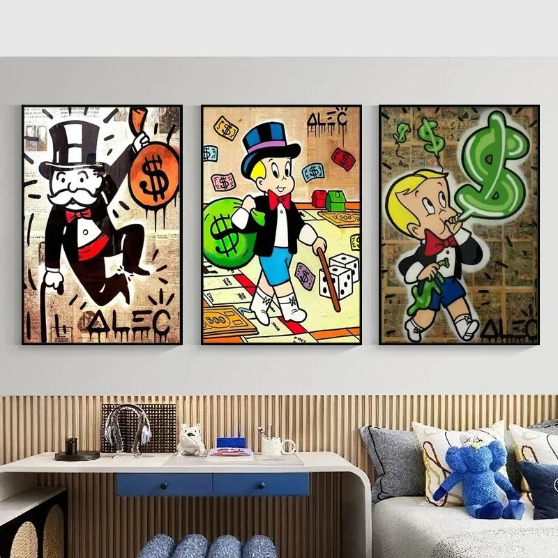Graffiti Alec Monopoly Poster and Print Street Wall Art Canvas Paintings Rich Man Money Pop Art Picture for Home Decoration