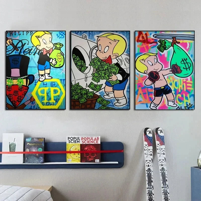 Graffiti Alec Monopoly Poster and Print Street Wall Art Canvas Paintings Rich Man Money Pop Art Picture for Home Decoration
