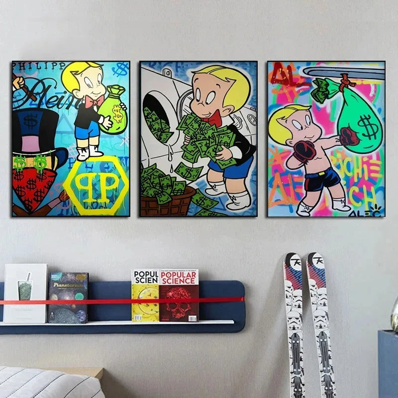 Graffiti Alec Monopoly Poster and Print Street Wall Art Canvas Paintings Rich Man Money Pop Art Picture for Home Decoration